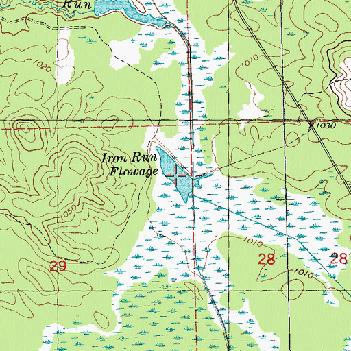 Topographic Map of Iron Run Flowage, WI