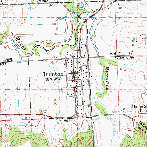 Topographic Map of Ironton, WI