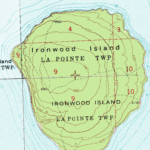Topographic Map of Ironwood Island, WI