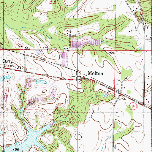 Topographic Map of Melton, AL