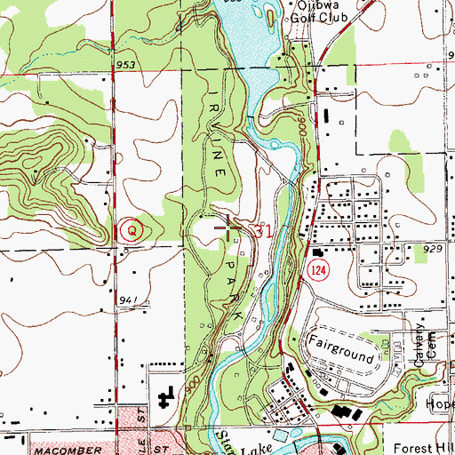 Topographic Map of Irvine Park, WI
