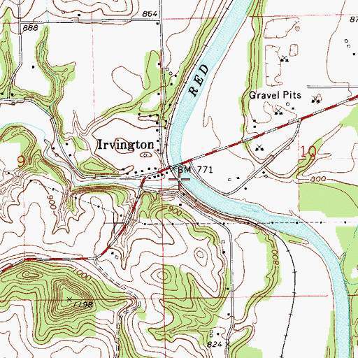 Topographic Map of Irving Creek, WI