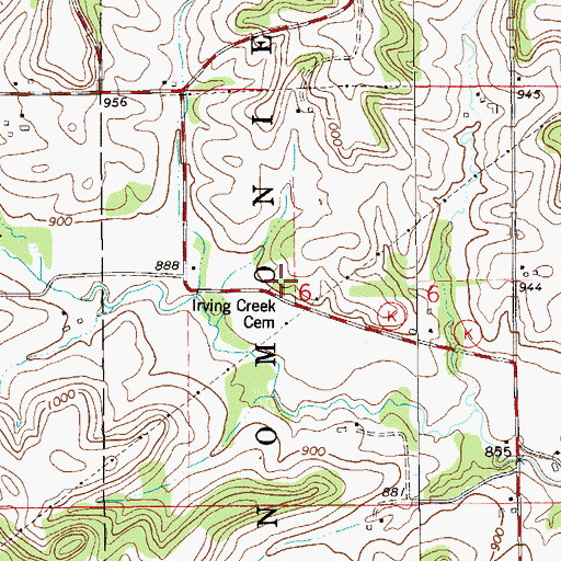 Topographic Map of Irving Creek Cemetery, WI