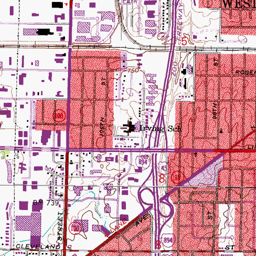 Topographic Map of Irving Elementary School, WI