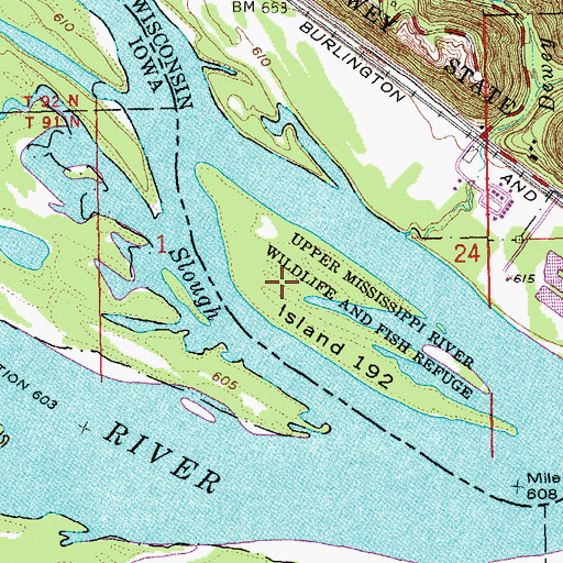 Topographic Map of Island Number One Hundred Ninety-two, WI