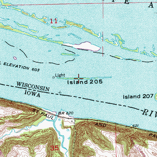 Topographic Map of Island Number Two Hundred Five, WI