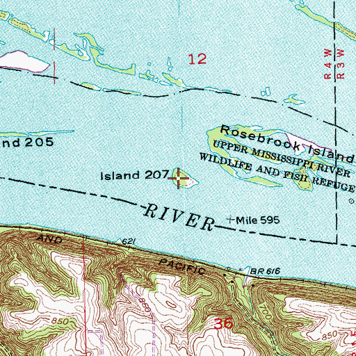 Topographic Map of Island Number Two Hundred Seven, WI