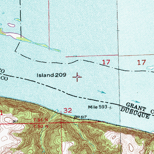 Topographic Map of Island Number Two Hundred Nine, WI