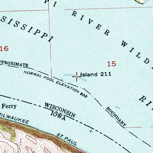 Topographic Map of Island Number Two Hundred Eleven, WI