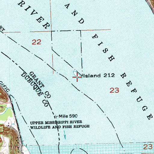 Topographic Map of Island Number Two Hundred Twelve, WI