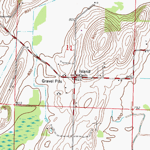 Topographic Map of Setz Cemetery, WI