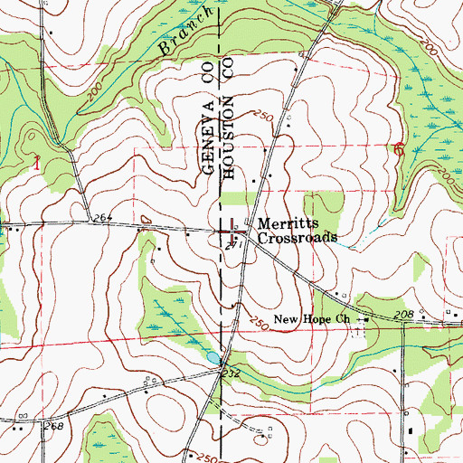 Topographic Map of Merritts Crossroads, AL