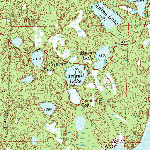Topographic Map of Island Lake, WI