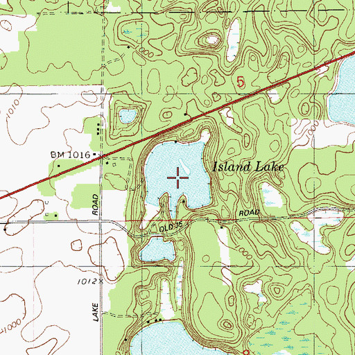 Topographic Map of Island Lake, WI