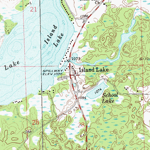 Topographic Map of Island Lake, WI