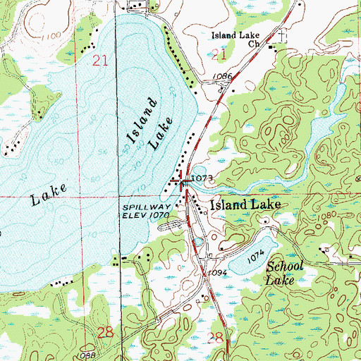 Topographic Map of Island Lake, WI