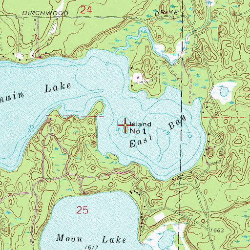 Topographic Map of Island Number One, WI