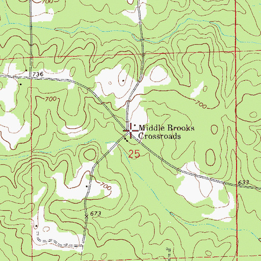 Topographic Map of Middle Brooks Crossroads, AL