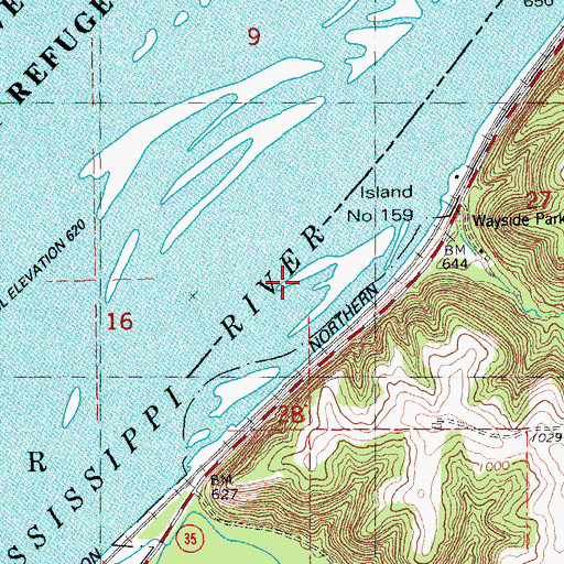 Topographic Map of Island Number One Hundred Fifty-nine, WI
