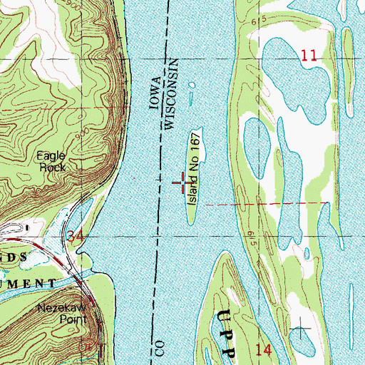 Topographic Map of Island Number One Hundred Sixty-seven, WI