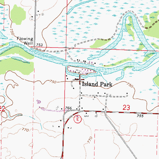 Topographic Map of Island Park, WI