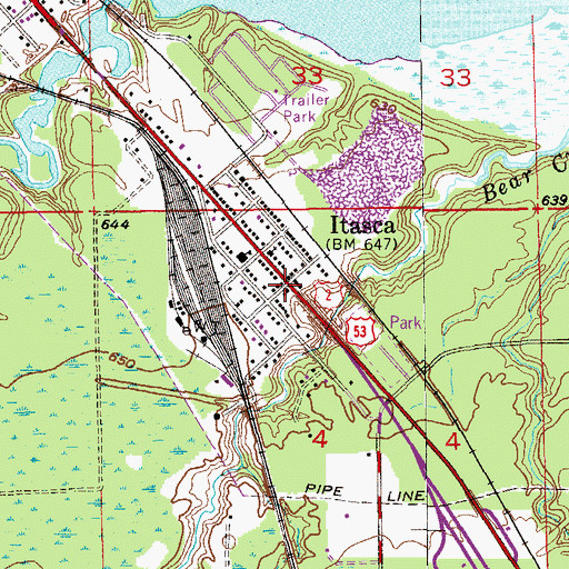 Topographic Map of Itasca, WI