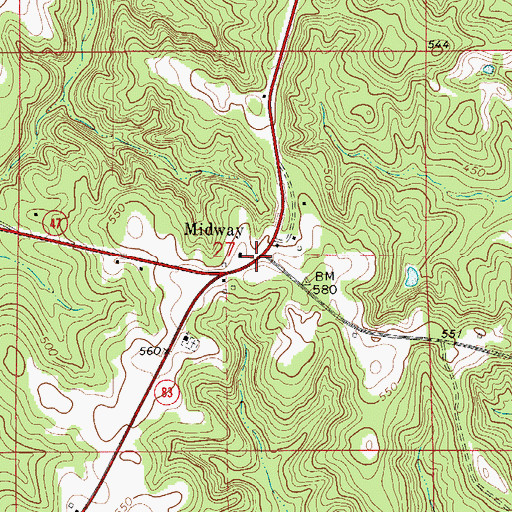 Topographic Map of Midway, AL