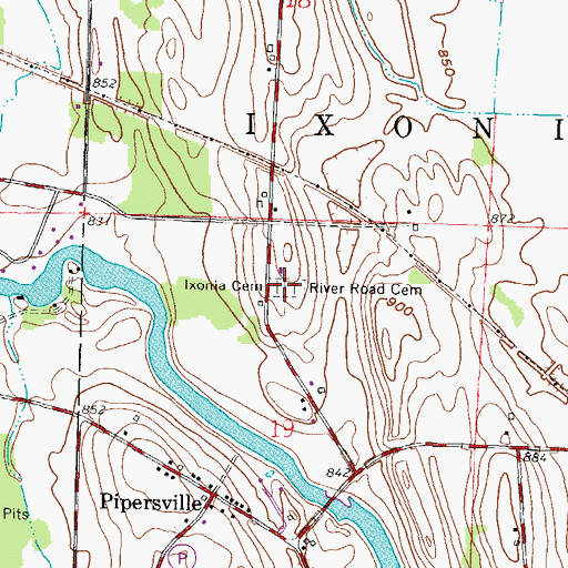 Topographic Map of Ixonia Evangelical Lutheran Cemetery, WI
