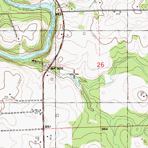 Topographic Map of Jack Creek, WI
