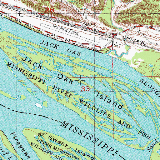 Topographic Map of Jack Oak Island, WI