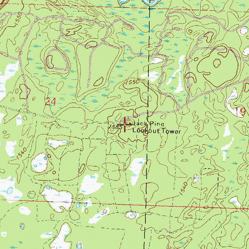 Topographic Map of Jack Pine Lookout Tower, WI