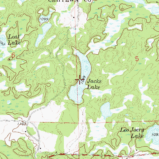 Topographic Map of Jacks Lake, WI