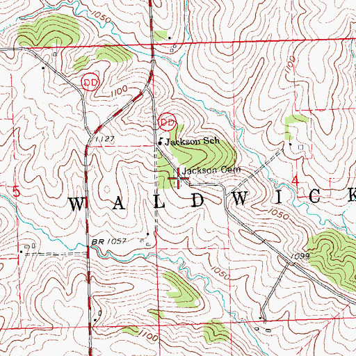 Topographic Map of Jackson Cemetery, WI