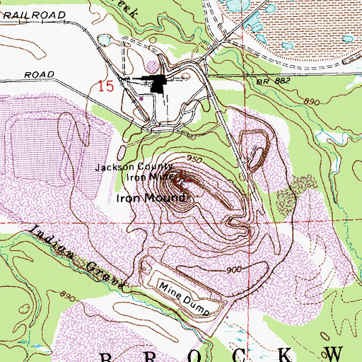 Topographic Map of Jackson County Iron Mine, WI