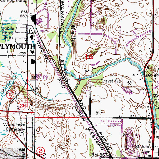 Topographic Map of Jackson Creek, WI