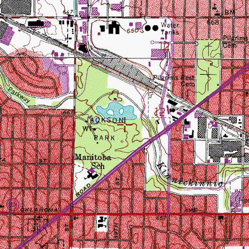 Topographic Map of Jackson Park, WI