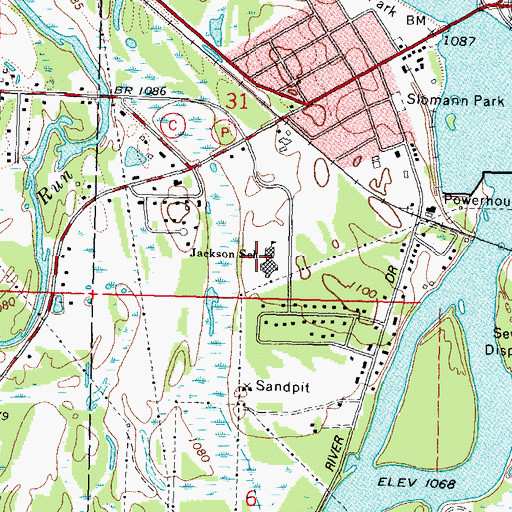 Topographic Map of Jackson Elementary School, WI