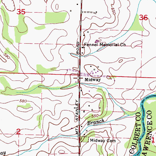Topographic Map of Midway, AL