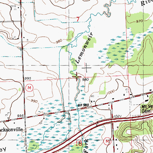 Topographic Map of Jacksonville Valley, WI