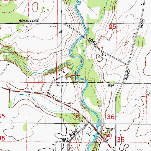 Topographic Map of Jambo Creek, WI