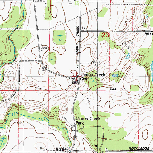 Topographic Map of Jambo Creek Cemetery, WI