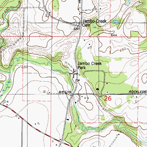 Topographic Map of Jambo Creek Park, WI