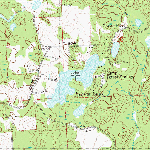 Topographic Map of James Lake, WI
