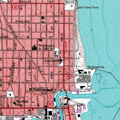 Topographic Map of Janes Elementary School, WI