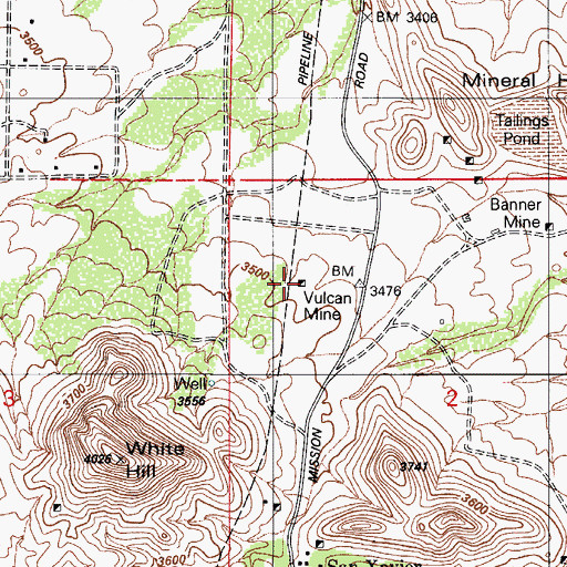 Topographic Map of Vulcan Mine, AZ