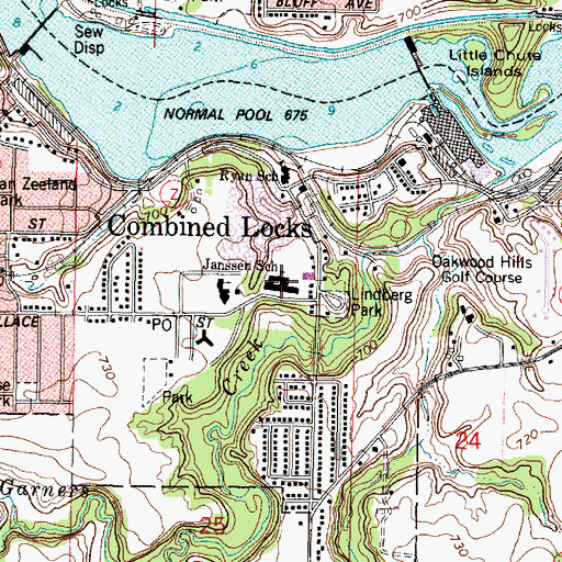 Topographic Map of Janssen Elementary School, WI