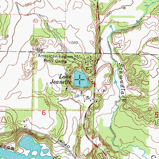 Topographic Map of Lake Jeanette, WI