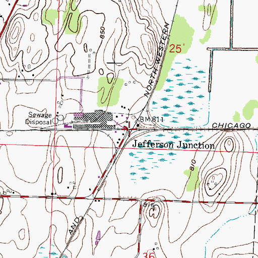 Topographic Map of Jefferson Junction, WI