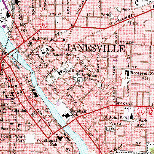 Topographic Map of Jefferson Park, WI
