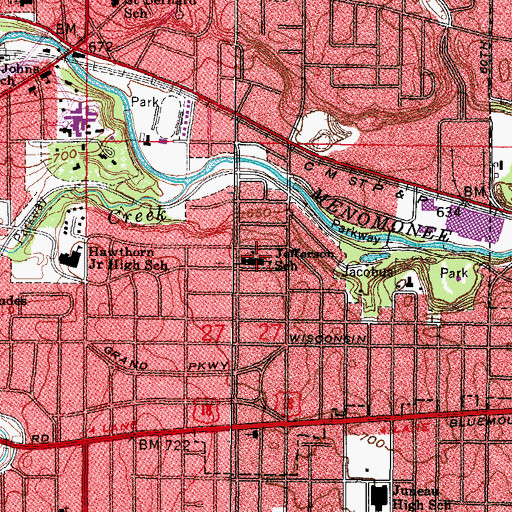 Topographic Map of Jefferson Elementary School, WI